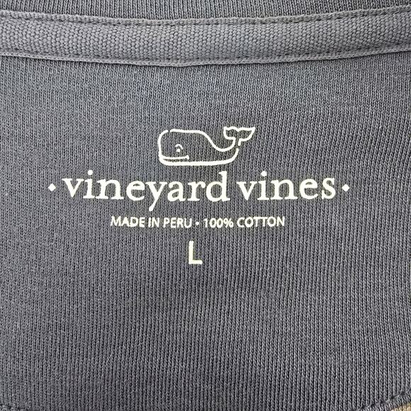 VINEYARD VINES Saltwater 1/4 Quarter Zip Sweater Men L Blue Gray Striped Cotton - Picture 10 of 11